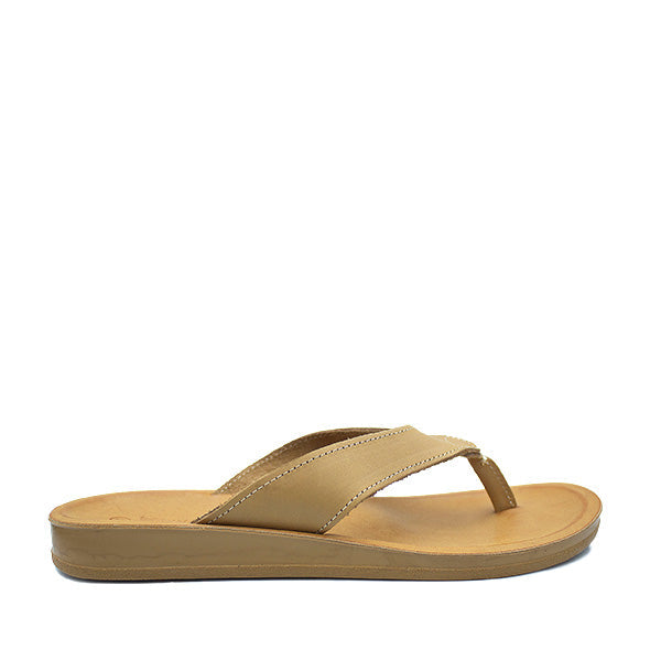 Angelsoft Jenna sandal in Tan Honey with a leather foot bed and arch support, featuring a soft PU flex sole.