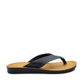 Angelsoft Jenna Black sandals featuring a leather foot bed with arch support and a flexible PU sole, made in South Africa.