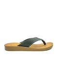 Angelsoft Jenna Olive sandals featuring a leather foot bed with arch support and a flexible PU sole, made in South Africa.