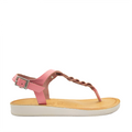 Pink Angelsoft Jessica sandals with a buckle closure and a flat, flexible sole.