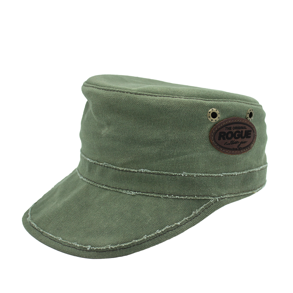 A green olive-colored bush cap.