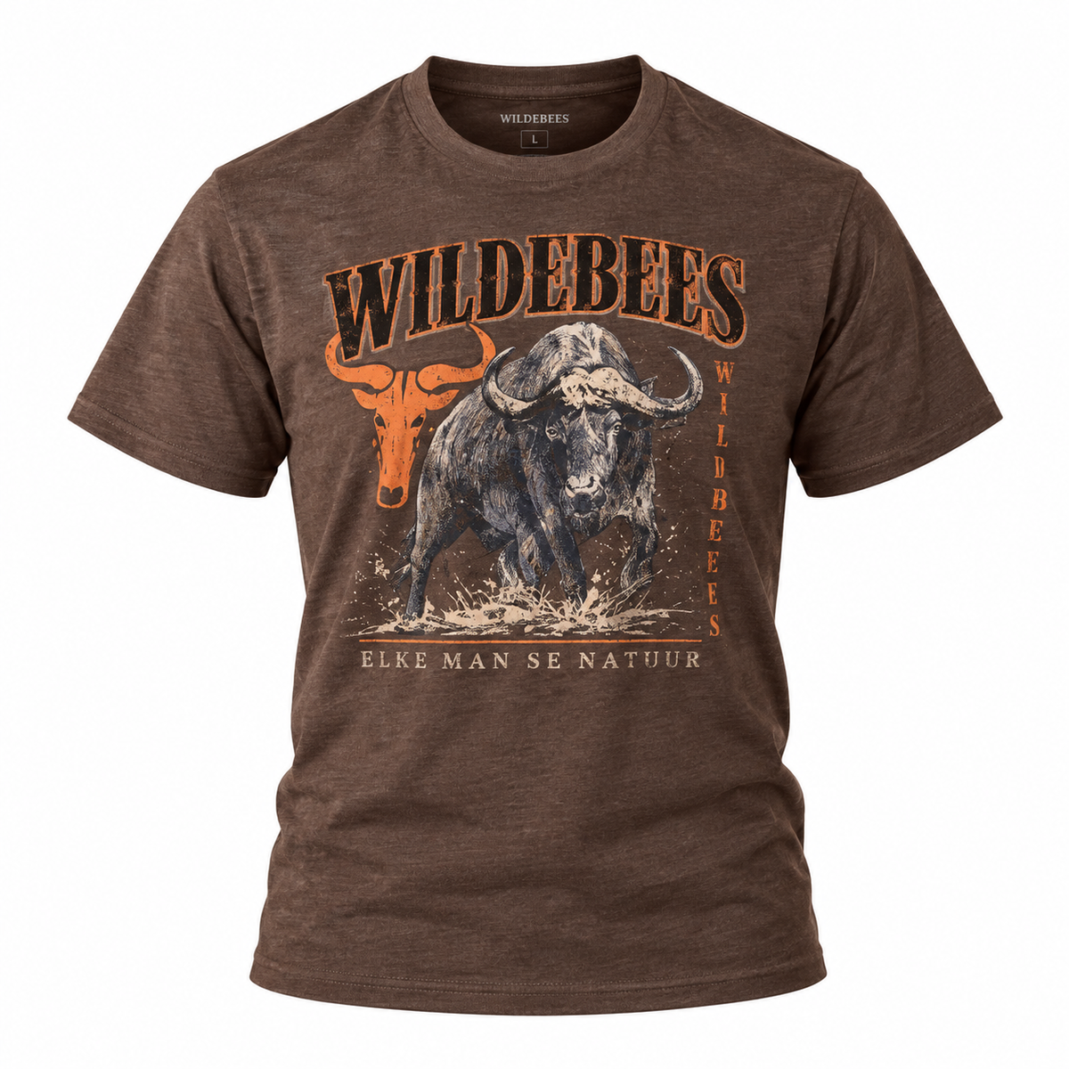 Wildebees Mens Charging Buffalo Tee - Thyme Melange