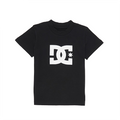 A black short-sleeved DC Star T-shirt with a large white logo print on the front.