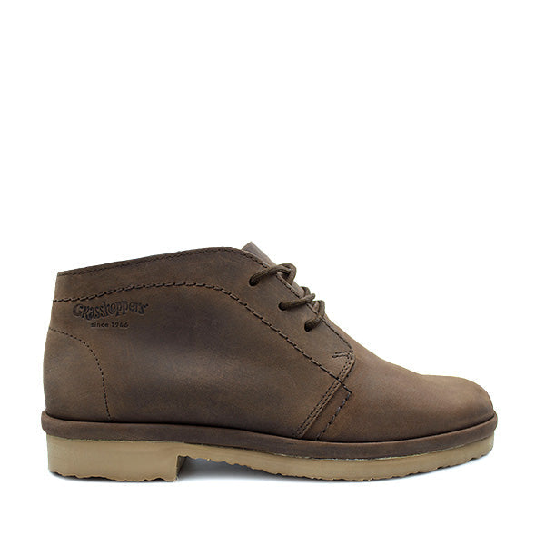 A brown Grasshoppers Nevada (Mocca) Sandiego boot with a lace-up closure, made of premium leather, displayed against a white background.