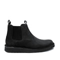 A black leather Grasshoppers Tyson Chelsea boot with pull tabs and a low heel, designed for casual wear.