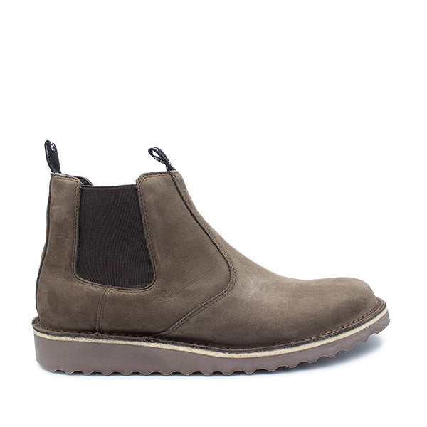 A brown Grasshoppers Tyson Chelsea boot with lace-up closure and a low heel.