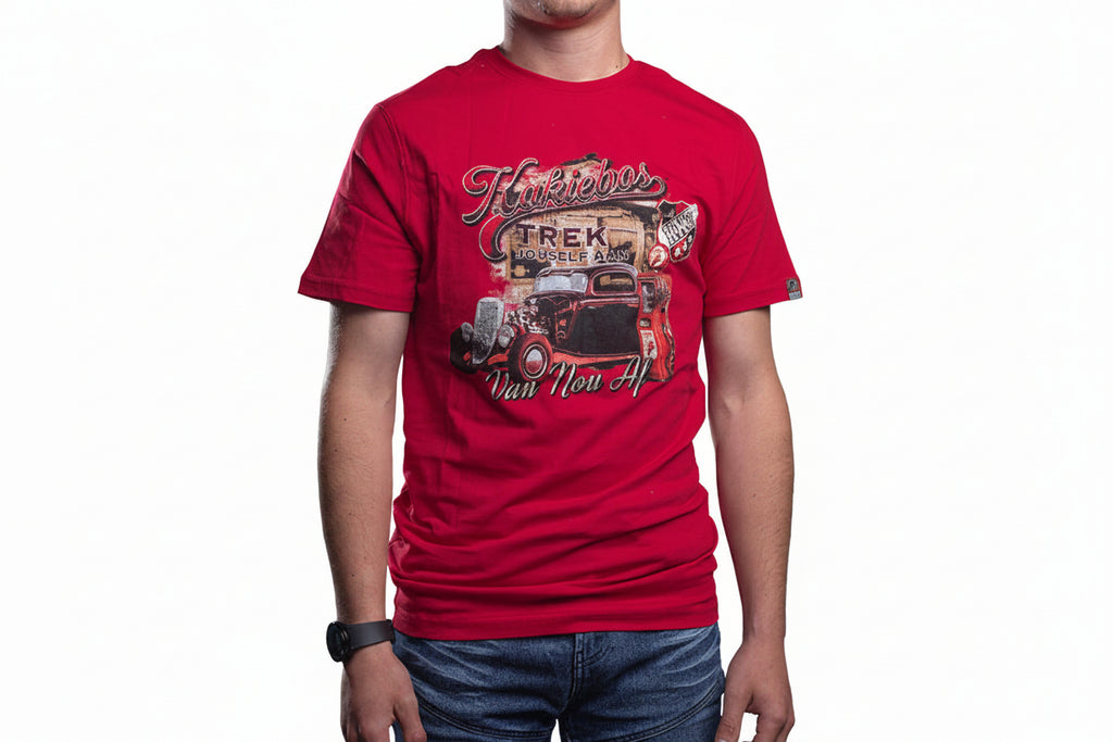 Kakiebos Mens Classic Hot Rod Tee - Red