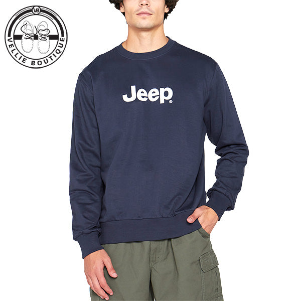 JEEP Men Crew Neck Fleece Sweat - Navy