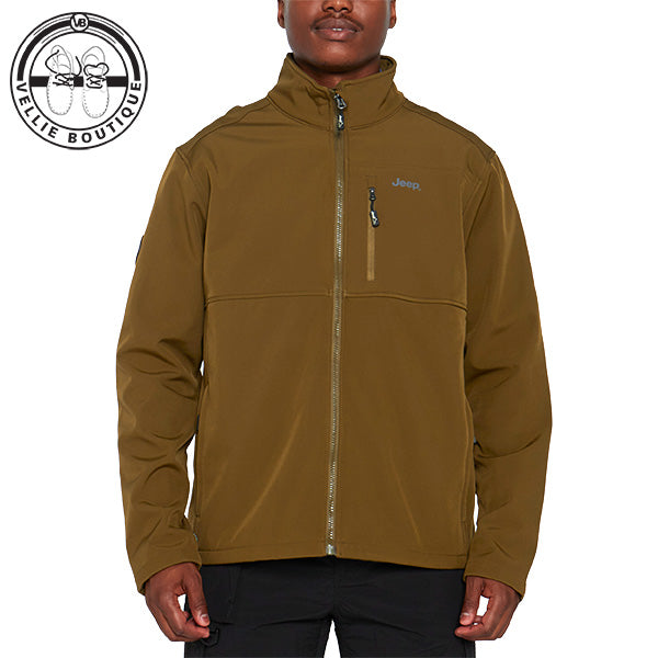 JEEP Men Funnel Neck Soft Shell Jacket - Olive
