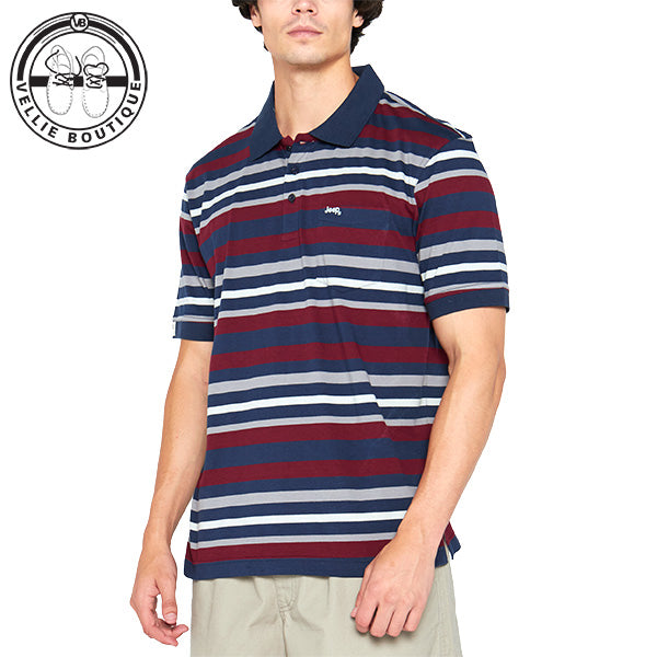 JEEP Men  Yarn Dyed Stripe Polo - Navy