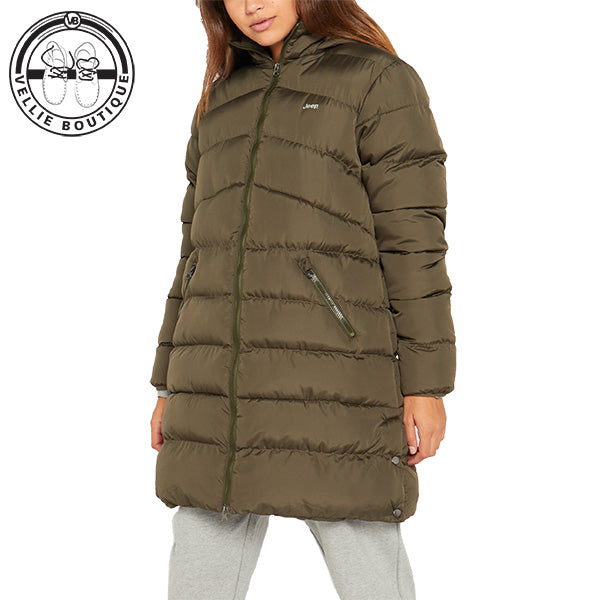 Jeep Ladies Longer Puffer Jacket - Olive