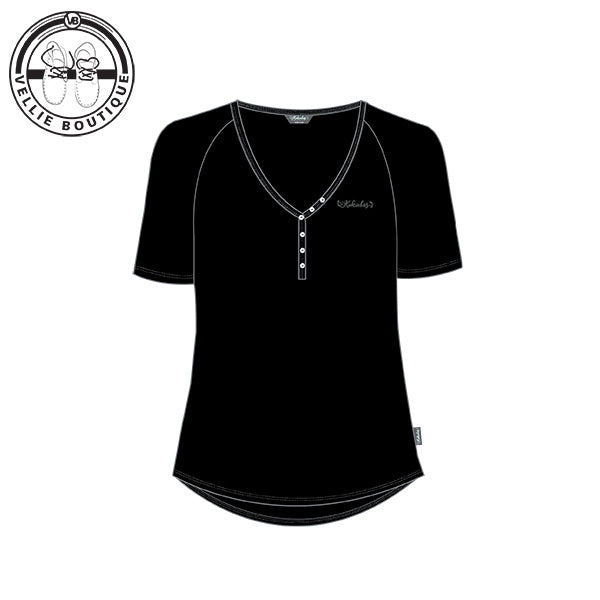 Kakiebos Ladies Slub Henley Tee - Black