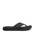 A black men's leather thong sandal with a flexible sole