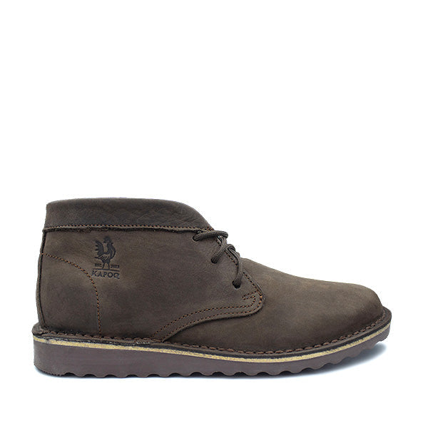 Brown leather shoe with a brown wedge sole