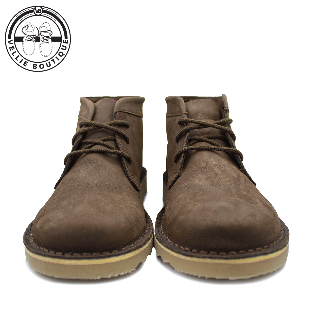 A pair of authentic South African veldskoen leather shoes with lightweight flat TR soles.