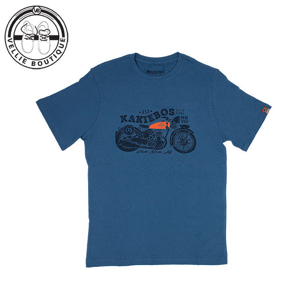 Kakiebos Mens Motorbike Tee - Deep Ocean
