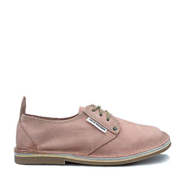 A pink Protea Vellie shoe with lace-up closure, made from premium leather.