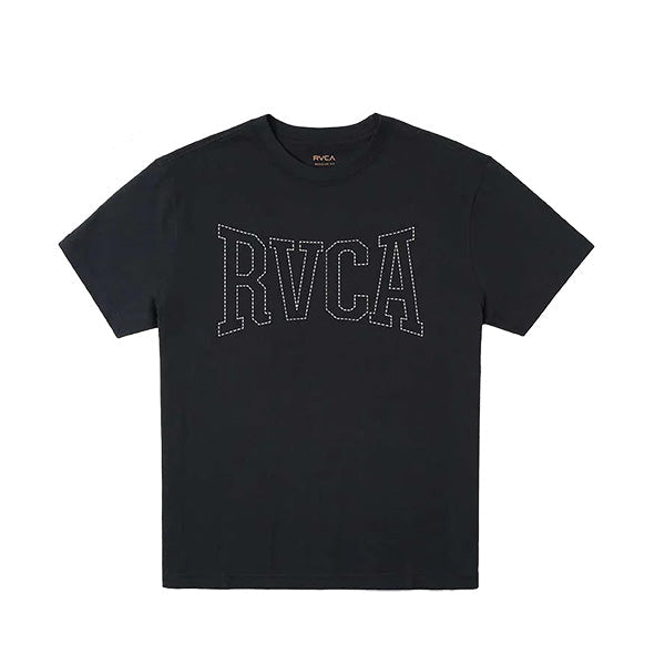 Black RVCA Stitch RVCA short-sleeved t-shirt with the brand's logo stitched in white on the front.