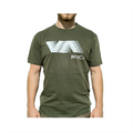 A small-sized, olive green RVCA t-shirt with a front screen print featuring the RVCA logo.