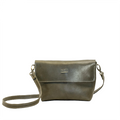 An olive green TLG Mila Sling Bag with a detachable strap and a zipper closure, displayed against a white background.