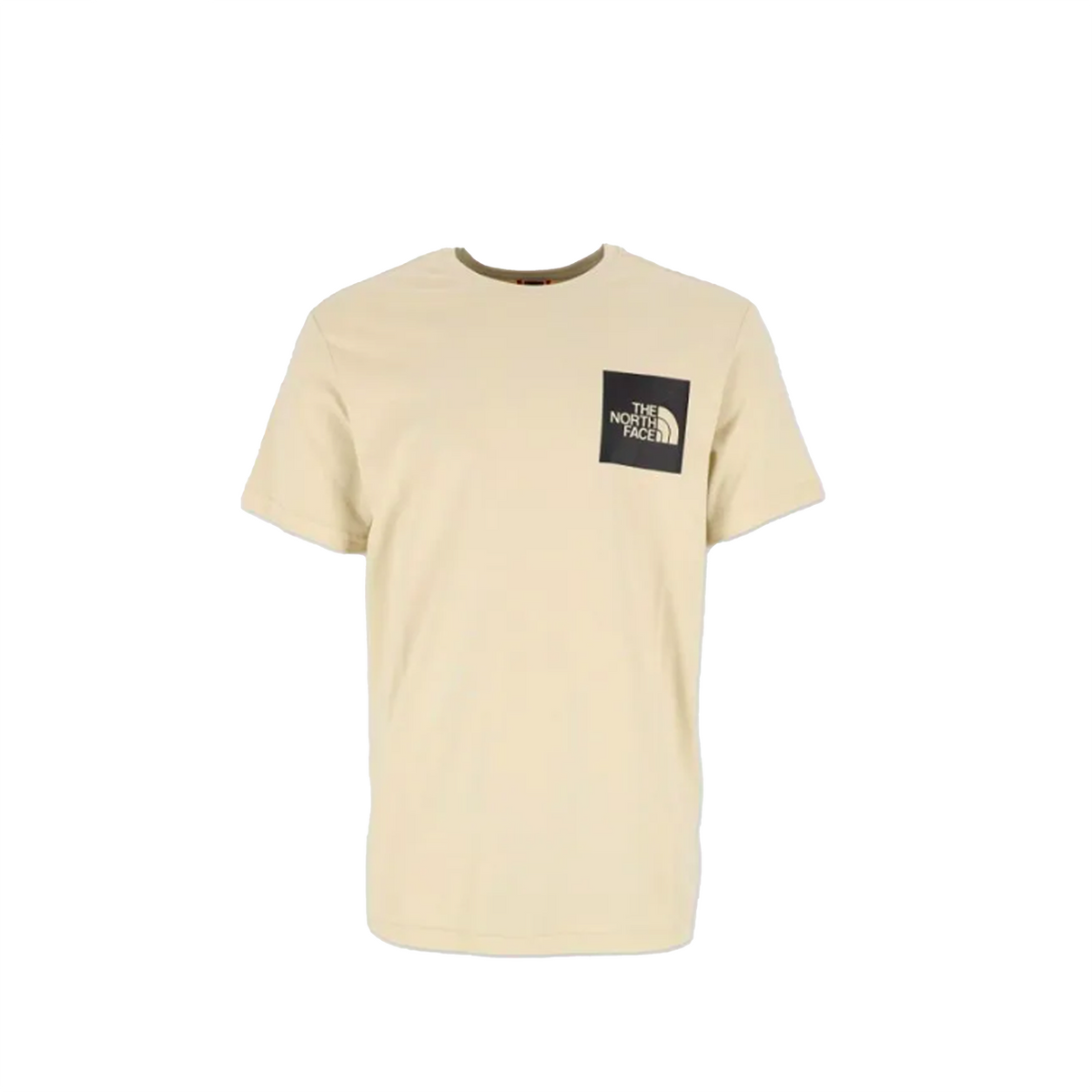 The North Face S/S Fine Tee in beige with a black front pocket square.