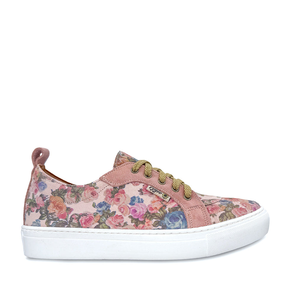 Floral patterned sneaker.
