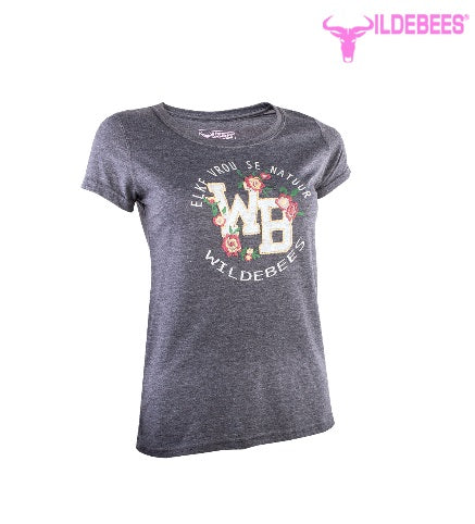 Wildebees Ladies College Stitch Tee - Charcoal Melange