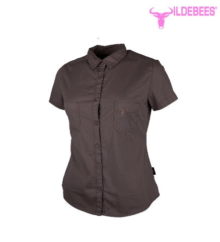 Wildebees Ladies Plain Pocket Blouse - Taupe