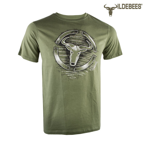 Wildebees Mens Casual T-Shirt Graffiti Grunge (Army Green)