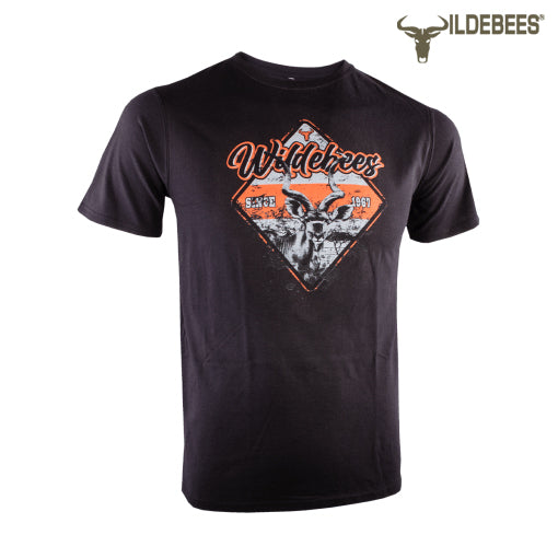 Wildebees Mens Casual T-Shirt Mud Sign Tee - Black