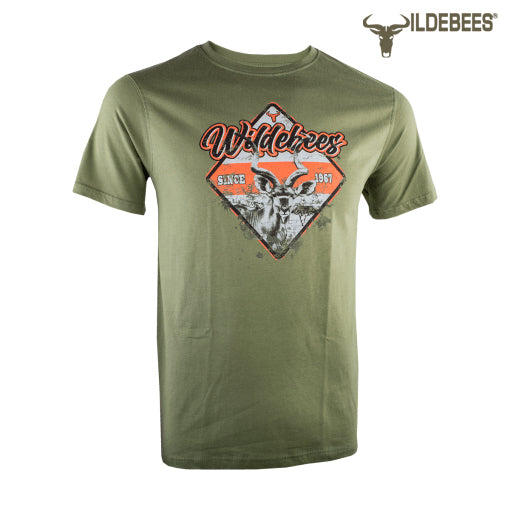 Wildebees Mens Casual T-Shirt Mud Sign Tee - Green