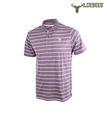 Wildebees Mens Yarn Dye Stripe Golfer - Charcoal/ White