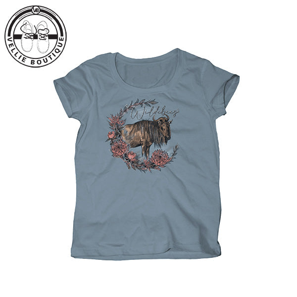 Wildebees Ladies Wreath Tee - Storm