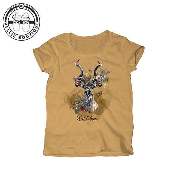 Wildebees Ladies Enchanted Kudu Tee - Honey Gold