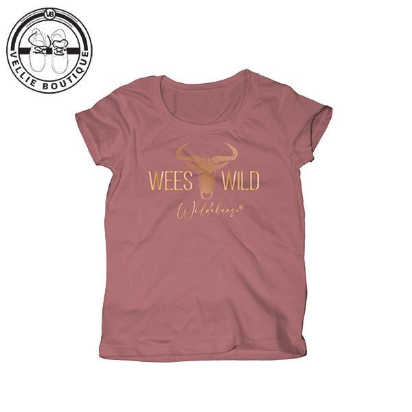 Wildebees Ladies Foil Stripe Tee - Coral