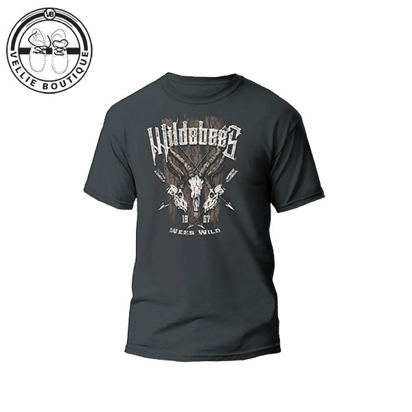 Wildebees Mens Tri Skull Tee - Pewter