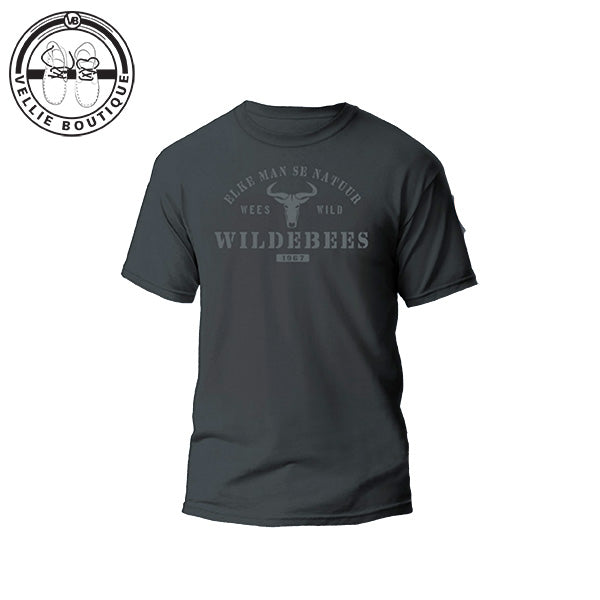 Wildebees Mens Stencil Embroidery Tee - Pewter