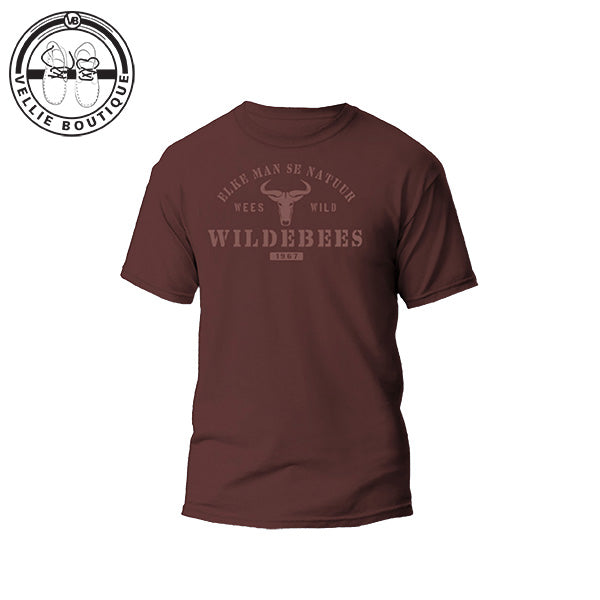 Wildebees Mens Stencil Embroidery Tee - Redwood