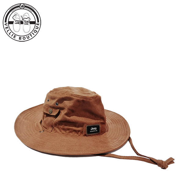 JEEP Men Oil SKin Widebrim Sun Hat - Brown