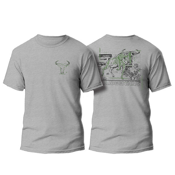 Wildebees Mens Schematic Tee - Grey Melange