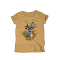 A honey gold colored ladies t-shirt with an enchanted kudu design on the front.