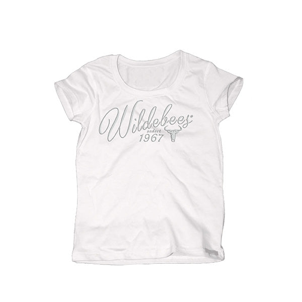 Wildebees Ladies Scripty Embroidery Tee - White