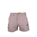 Wildebees Men's Cargo Short in khaki color with an elasticated waistband, slanted side entry pockets, and wide belt loops.