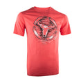 A red t-shirt with a graphic print of a bull's head in the center.