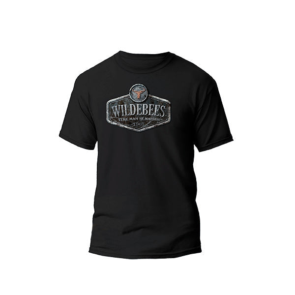 Wildebees Mens Distressed Metal Sign Tee - Black