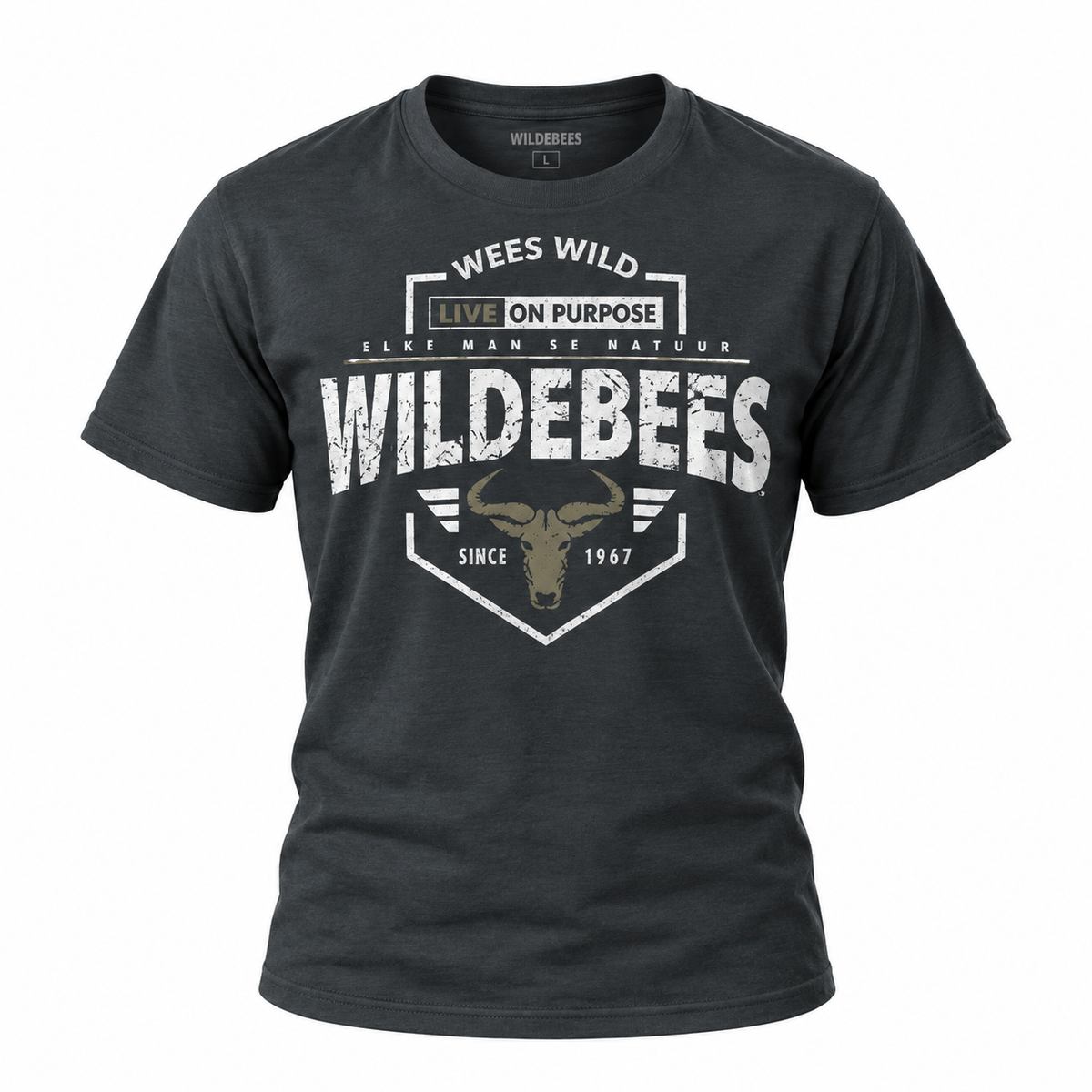 Wildebees Mens Puff Badge Tee - Pewter