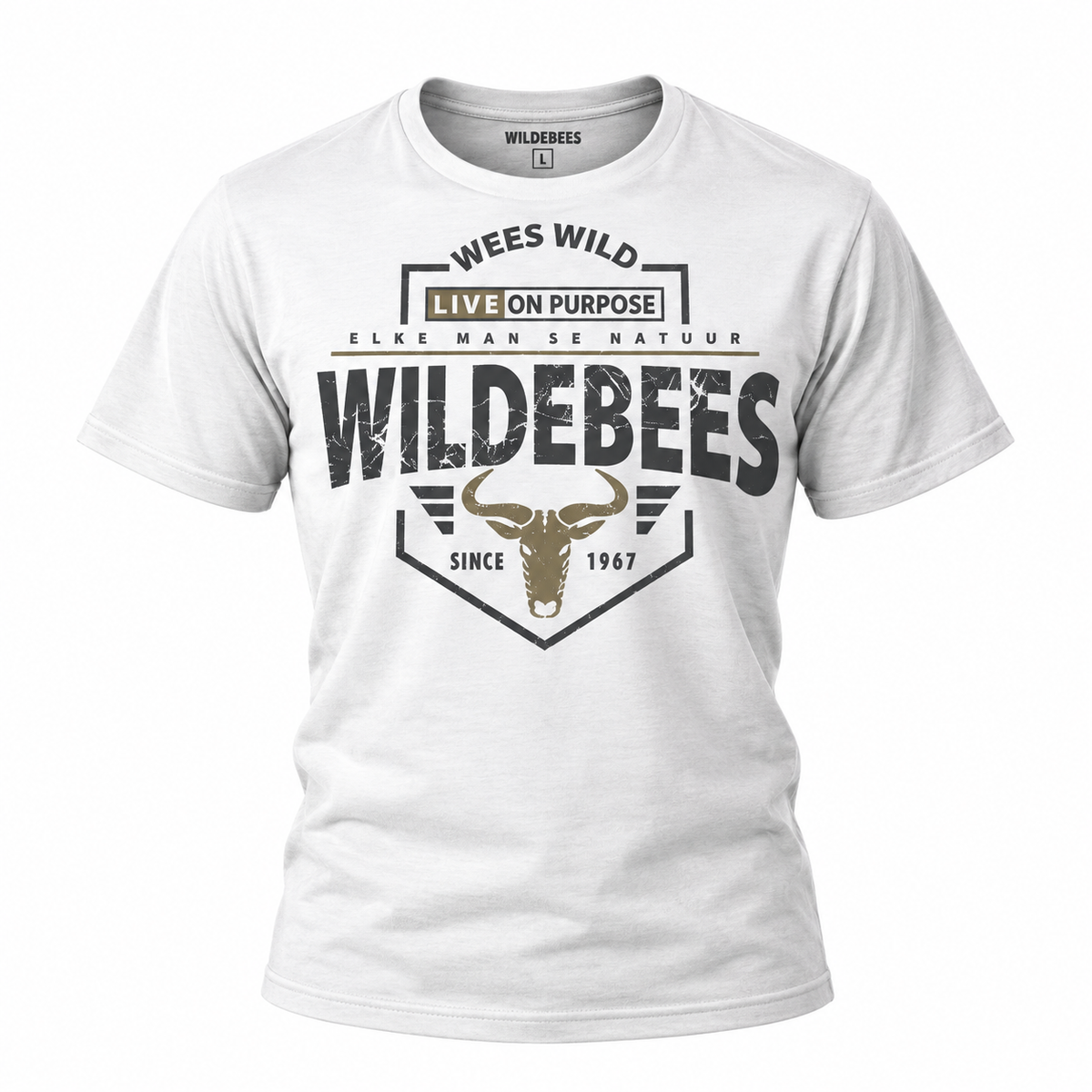Wildebees Mens Puff Badge Tee - White