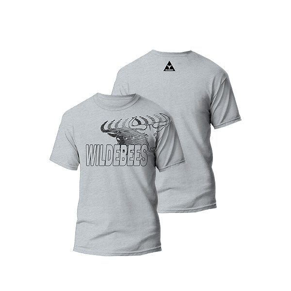 Wildebees Mens Staggerd Logo Tee - Grey