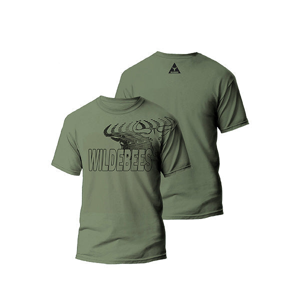 Wildebees Mens Staggerd Logo Tee - Lauren Green