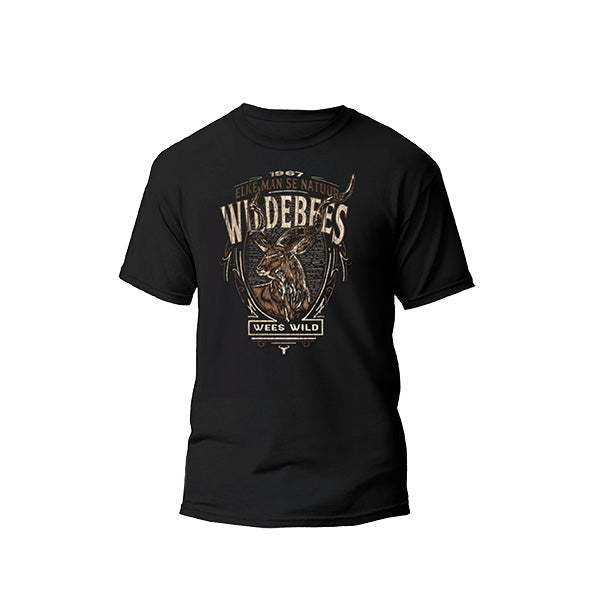 Wildebees Mens Woodlook Kudu Shield Tee - Black